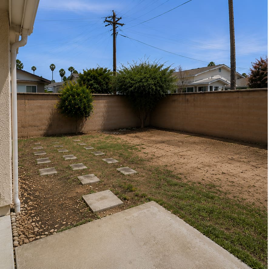 Backyard before landscaping and hardscaping Los Angeles