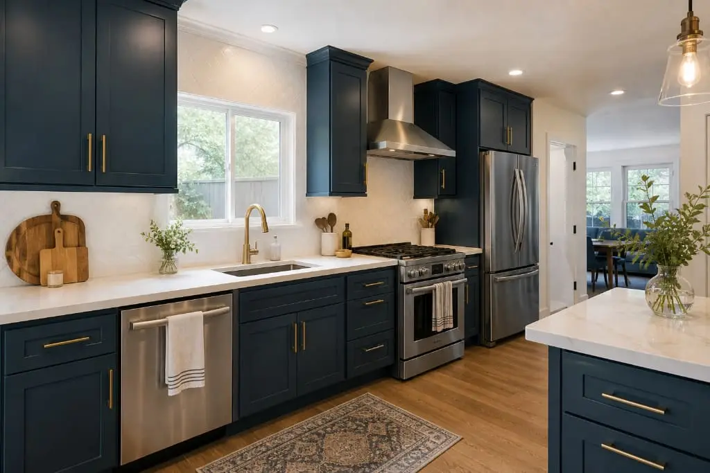 Farmhouse green kitchen remodel Los Angeles