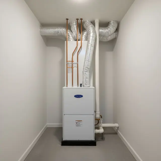 New furnace installed in utility closet Los Angeles home