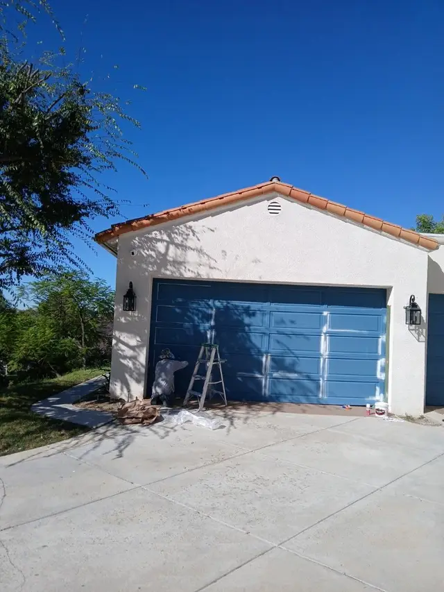 Contemporary white stucco exterior painting project Los Angeles